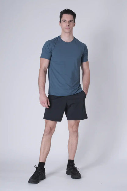 SPE0199 - Lightweight Stretch Nylon Linerless Workout Shorts 7" - Navy