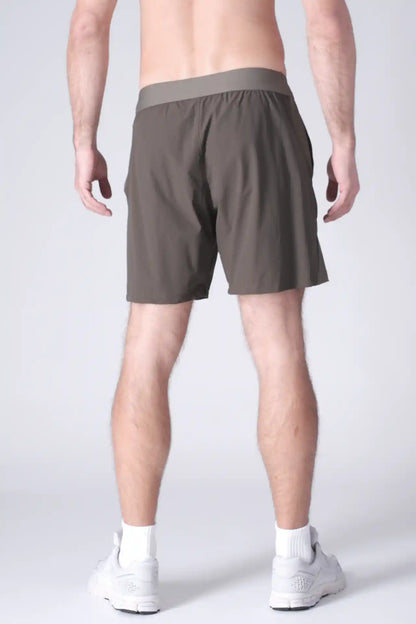 SPE0199 - Lightweight Stretch Nylon Linerless Workout Shorts 7" - Army