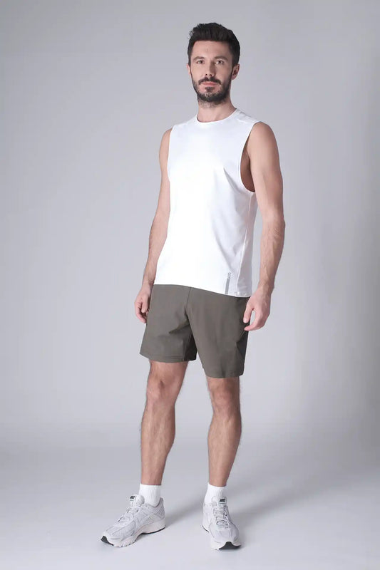 SPE0199 - Lightweight Stretch Nylon Linerless Workout Shorts 7" - Army