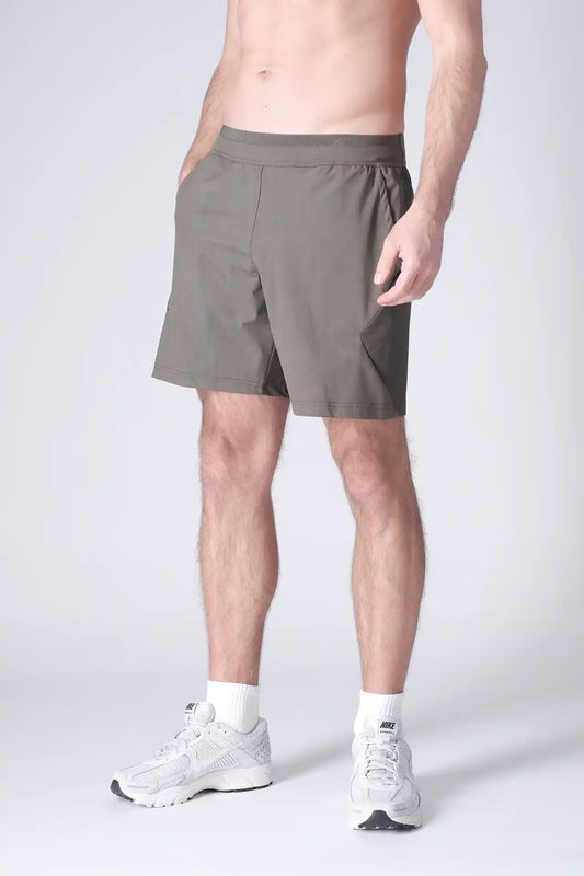 SPE0199 - Lightweight Stretch Nylon Linerless Workout Shorts 7" - Army