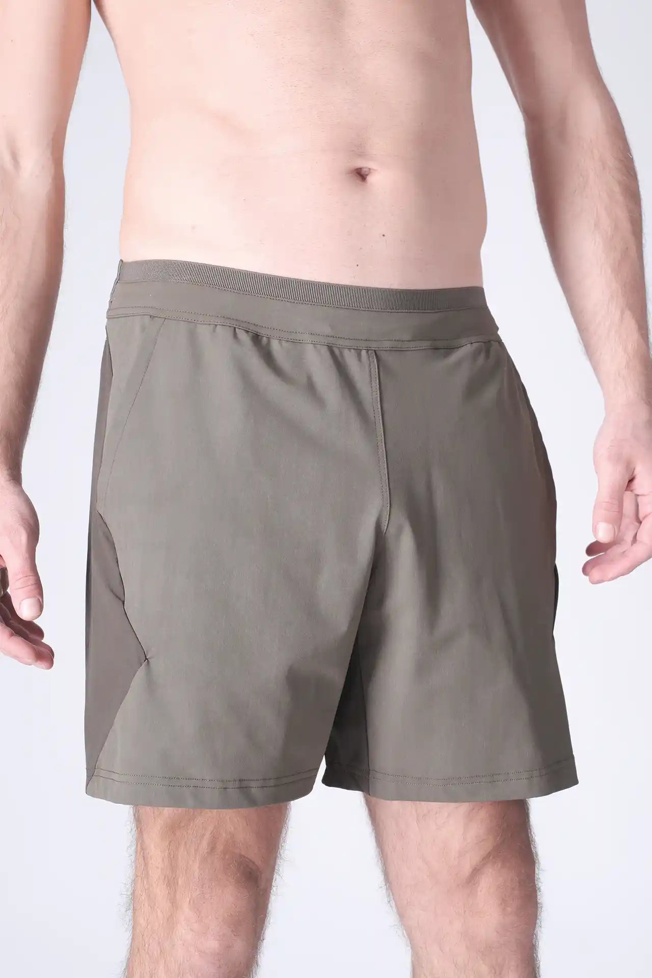SPE0199 - Lightweight Stretch Nylon Linerless Workout Shorts 7" - Army