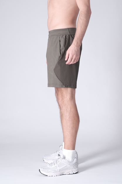 SPE0199 - Lightweight Stretch Nylon Linerless Workout Shorts 7" - Army