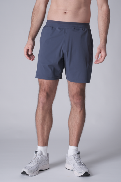SPE0199 - Lightweight Stretch Nylon Linerless Workout Shorts 7" - Ash Blue
