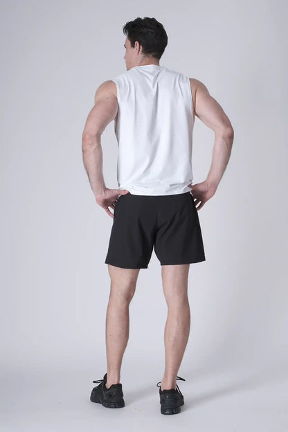 SPE0199 - Lightweight Stretch Nylon Linerless Workout Shorts 7" - Black