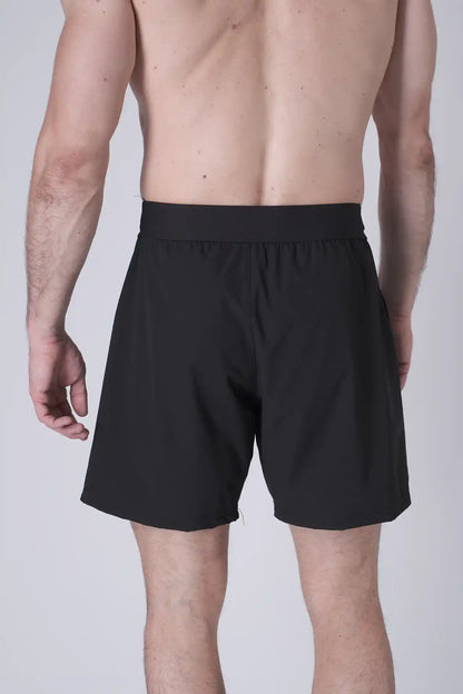 SPE0199 - Lightweight Stretch Nylon Linerless Workout Shorts 7" - Black