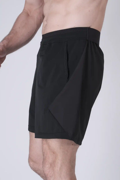 SPE0199 - Lightweight Stretch Nylon Linerless Workout Shorts 7" - Black