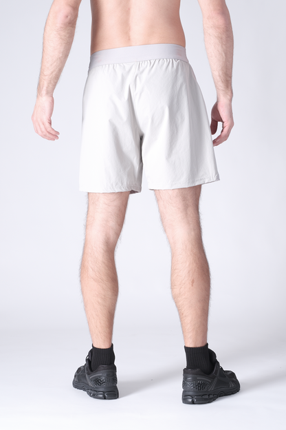 SPE0199 - Lightweight Stretch Nylon Linerless Workout Shorts 7" - Light Grey
