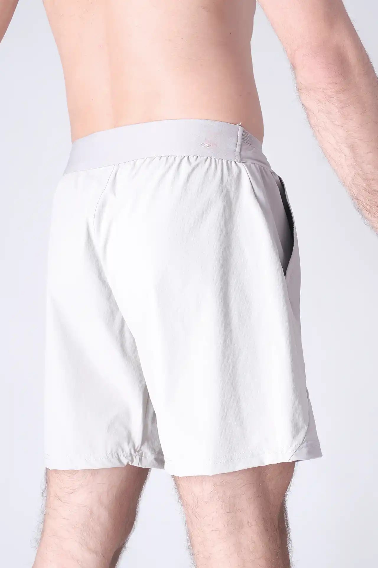 SPE0199 - Lightweight Stretch Nylon Linerless Workout Shorts 7" - Light Grey