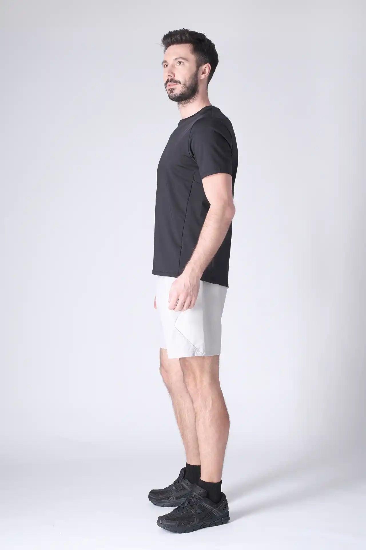 SPE0199 - Lightweight Stretch Nylon Linerless Workout Shorts 7" - Light Grey