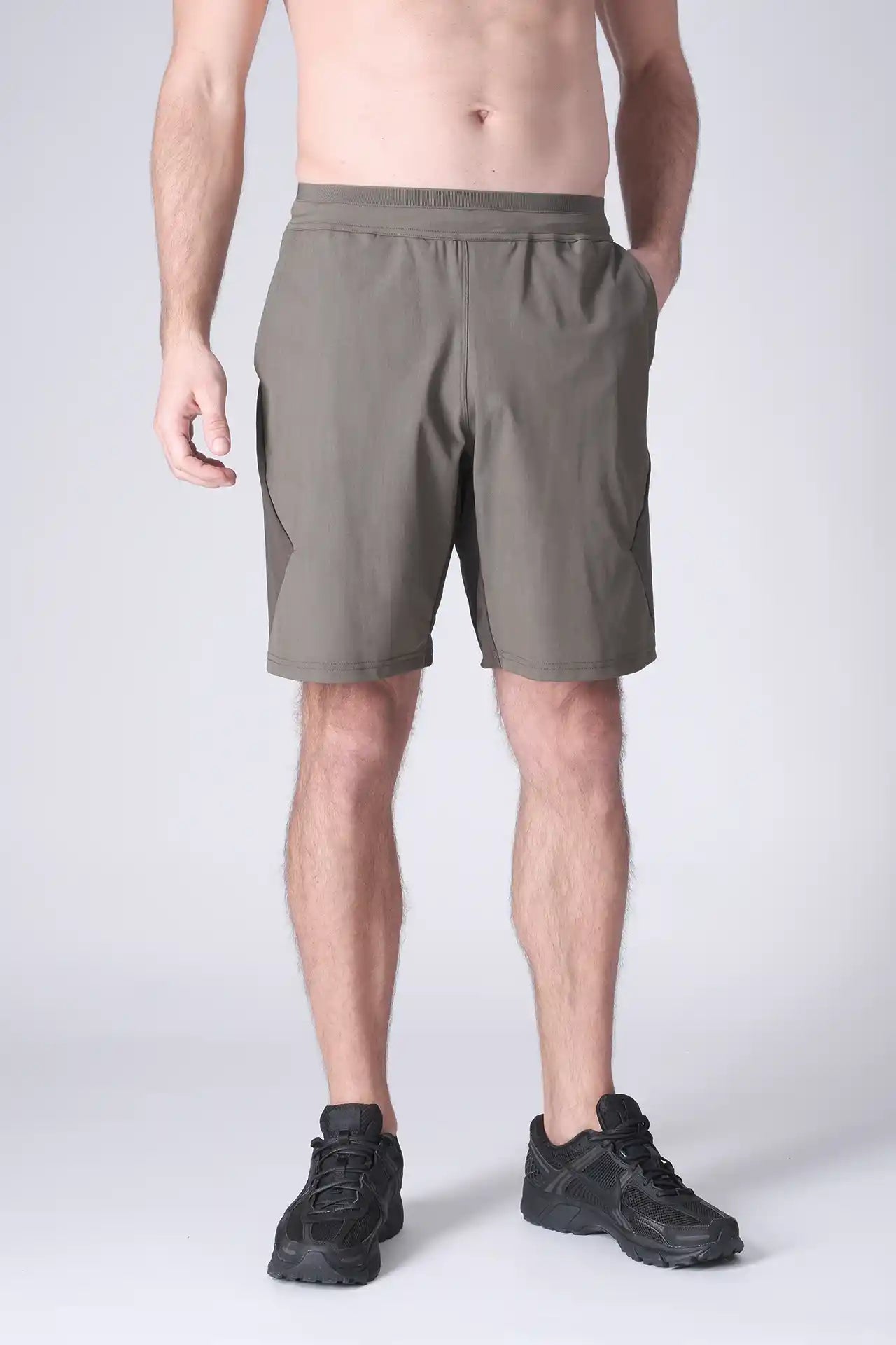 SPE0200 - Lightweight Stretch Nylon Linerless Workout Shorts 9" - Army