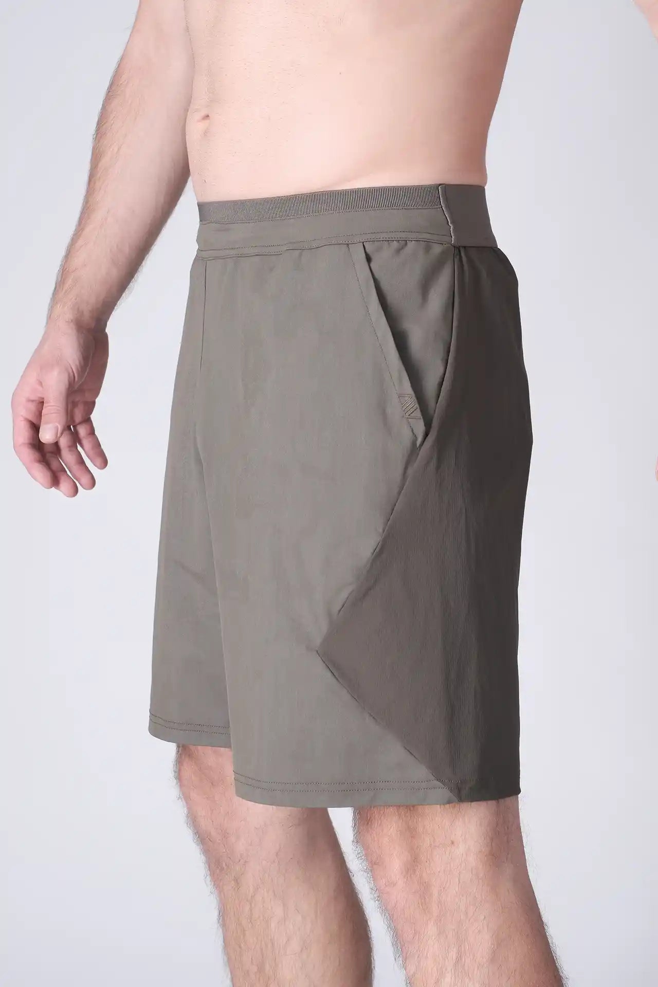 SPE0200 - Lightweight Stretch Nylon Linerless Workout Shorts 9" - Army