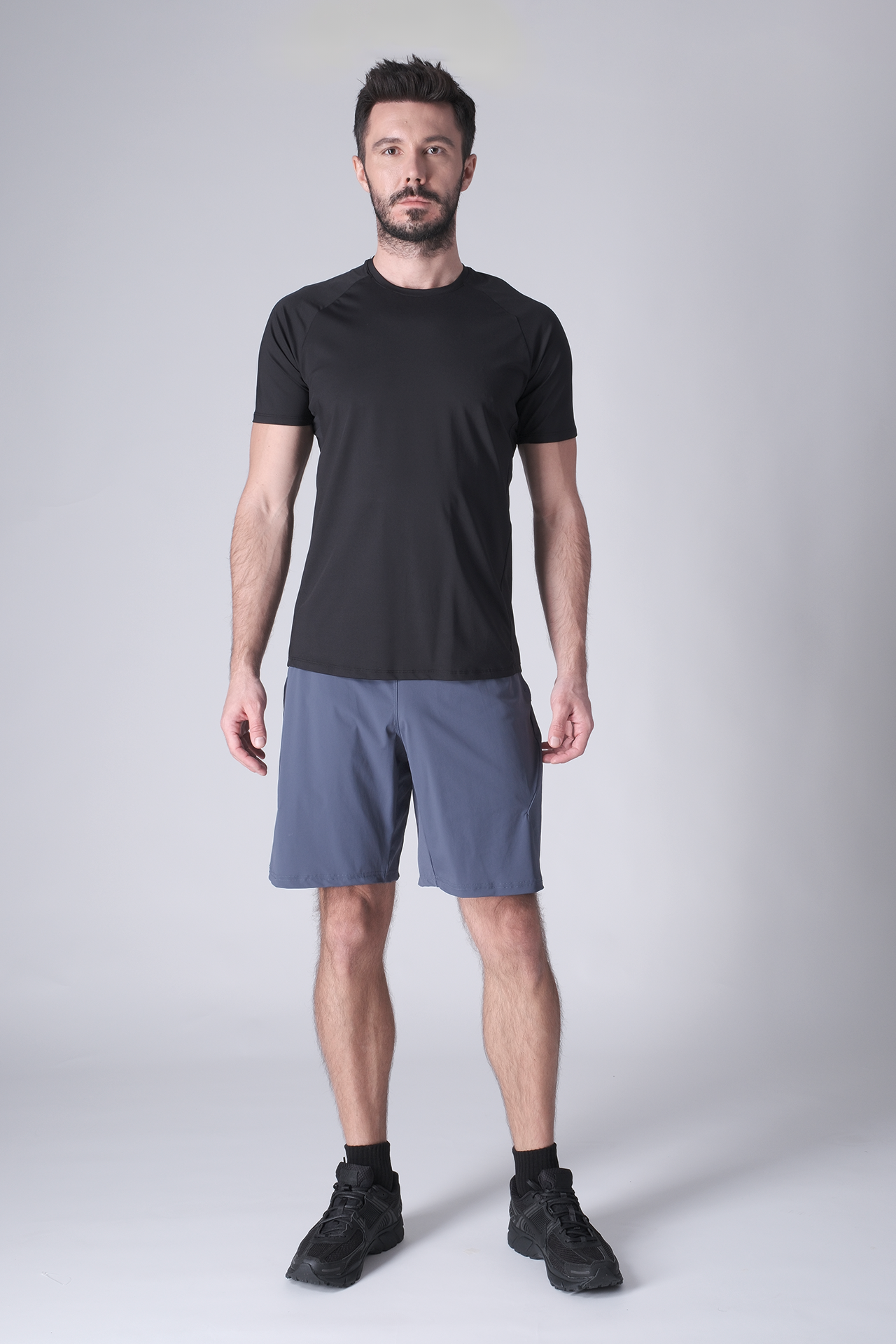 SPE0200 - Lightweight Stretch Nylon Linerless Workout Shorts 9" - Ash Blue