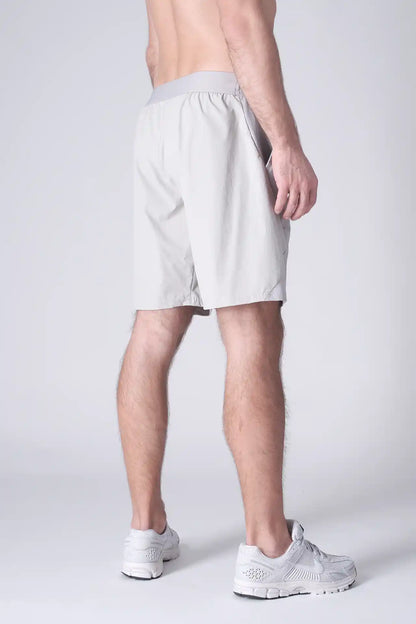 SPE0200 - Lightweight Stretch Nylon Linerless Workout Shorts 9" - Light Grey