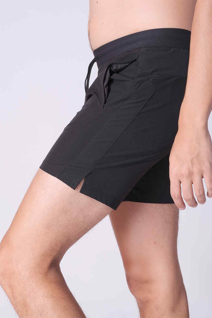SPE0219 - Water Repellent Tight Fit Stretch Workout Shorts 5.5" - Black