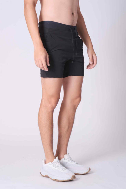 SPE0219 - Water Repellent Tight Fit Stretch Workout Shorts 5.5" - Black