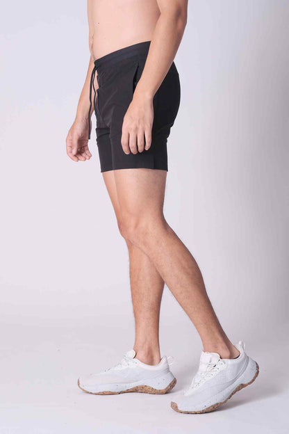 SPE0219 - Water Repellent Tight Fit Stretch Workout Shorts 5.5" - Black