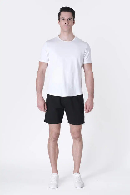SPE0239 - Ultra Soft Mid-weight Stretch Interlock Back Zip Pocket Short 7" - Black