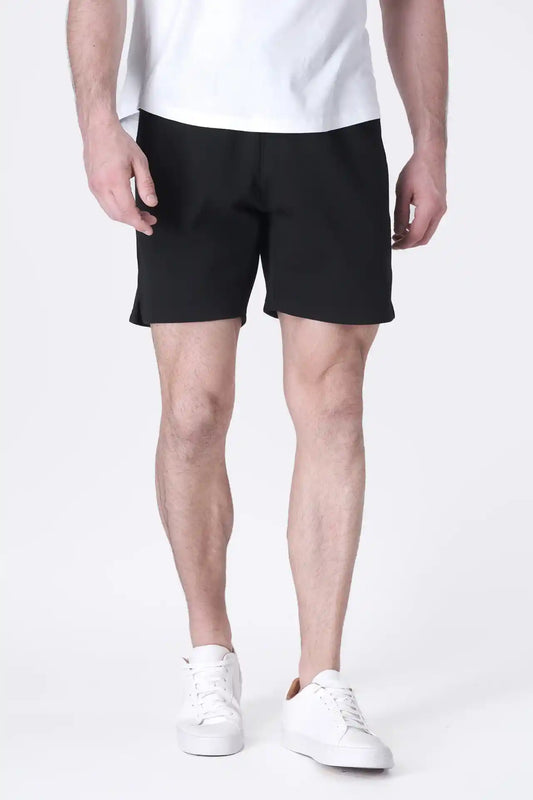 SPE0239 - Ultra Soft Mid-weight Stretch Interlock Back Zip Pocket Short 7" - Black