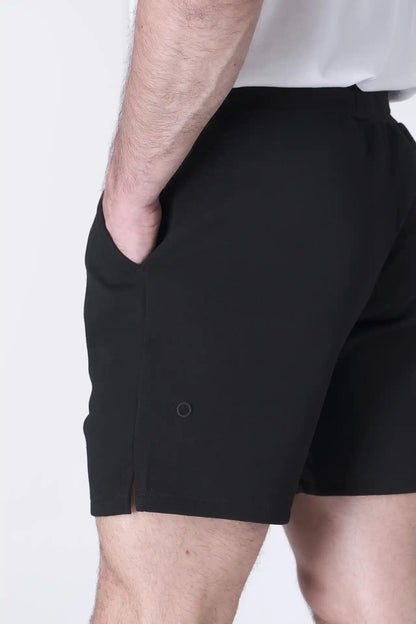 SPE0239 - Ultra Soft Mid-weight Stretch Interlock Back Zip Pocket Short 7" - Black