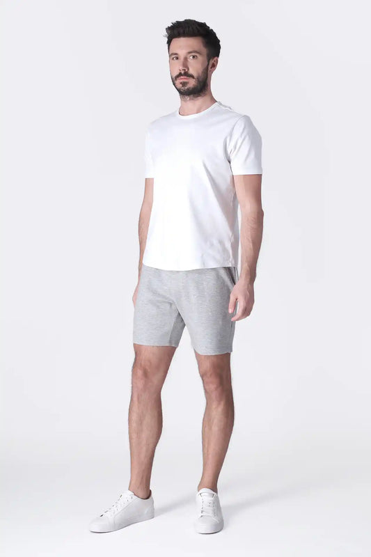 SPE0239 - Ultra Soft Mid-weight Stretch Interlock Back Zip Pocket Short 7" - Heather Grey