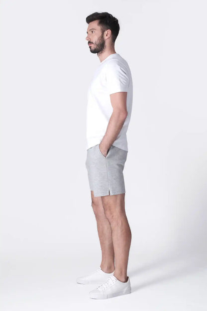 SPE0239 - Ultra Soft Mid-weight Stretch Interlock Back Zip Pocket Short 7" - Heather Grey