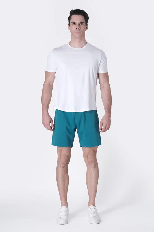 SPE0239 - Ultra Soft Mid-weight Stretch Interlock Back Zip Pocket Short 7" - Teal