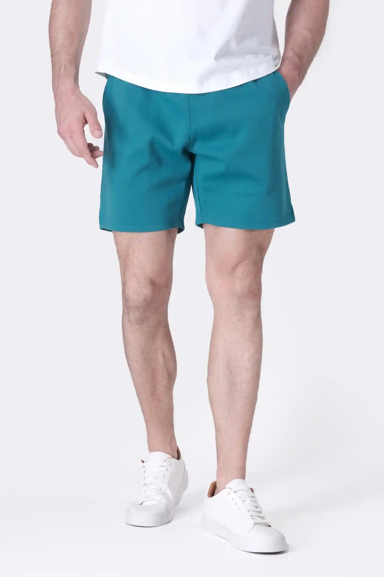 SPE0239 - Ultra Soft Mid-weight Stretch Interlock Back Zip Pocket Short 7" - Teal