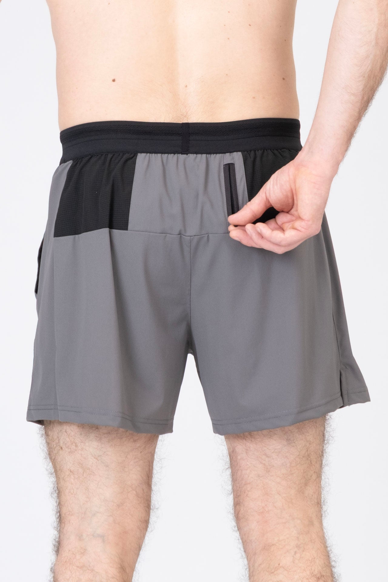 SPE0315 - Lightweight Stretch Nylon Back Zip Pocket Lined Running  Short 4.5"