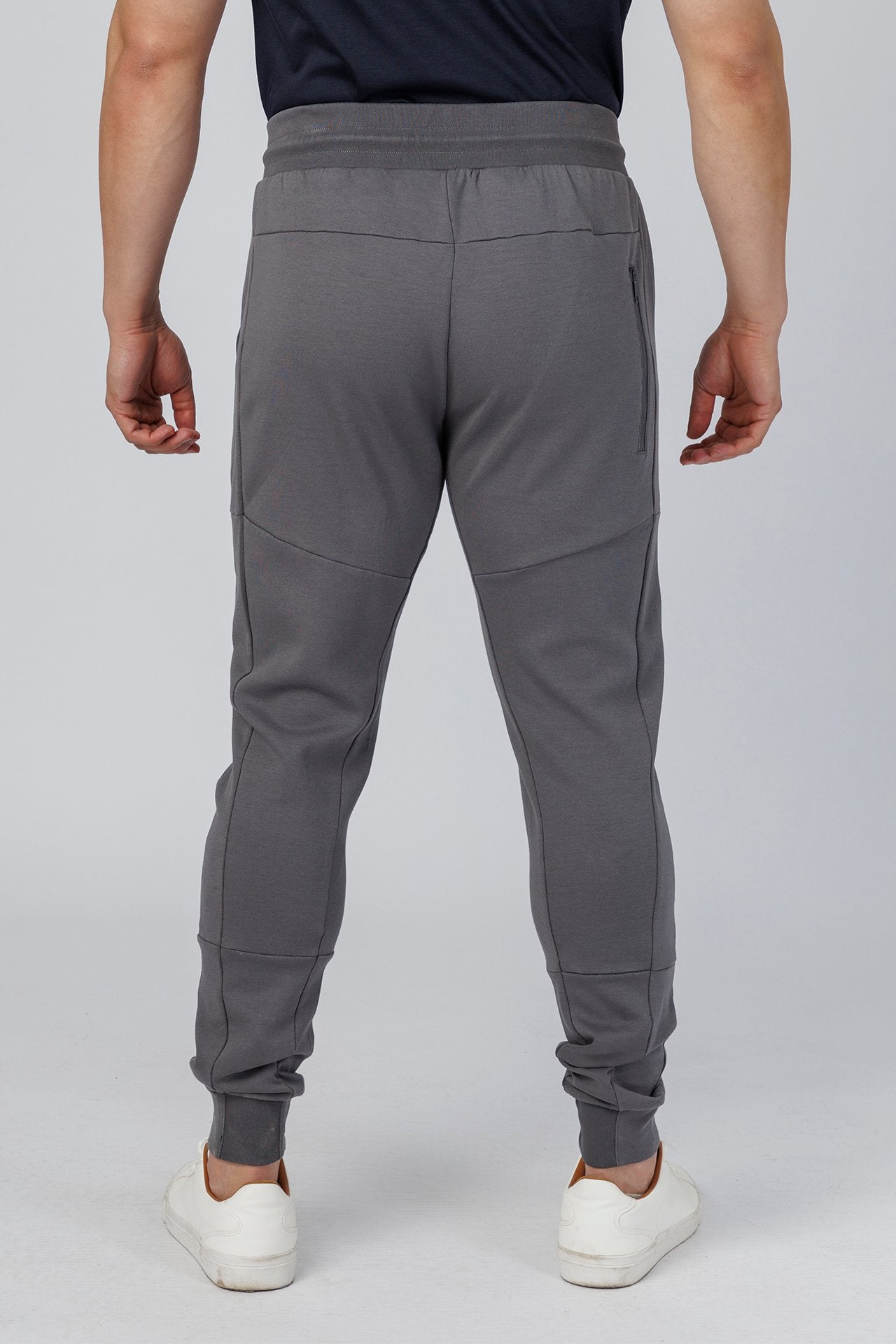 SPH0047 - Ultra Soft Cotton Blend Interlock Back Zip Pocket Joggers 29” - Mid Grey