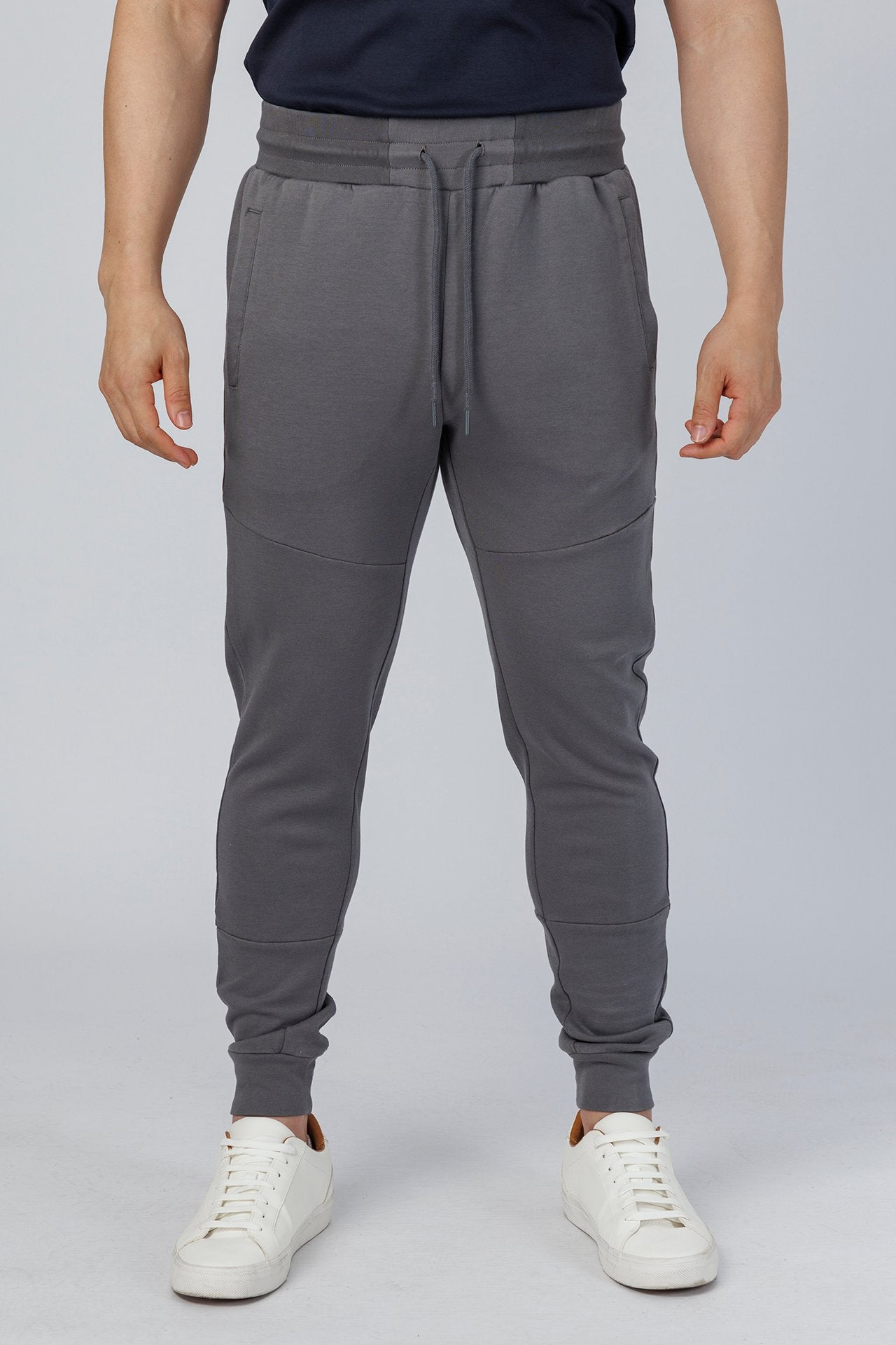 SPH0047 - Ultra Soft Cotton Blend Interlock Back Zip Pocket Joggers 29” - Mid Grey