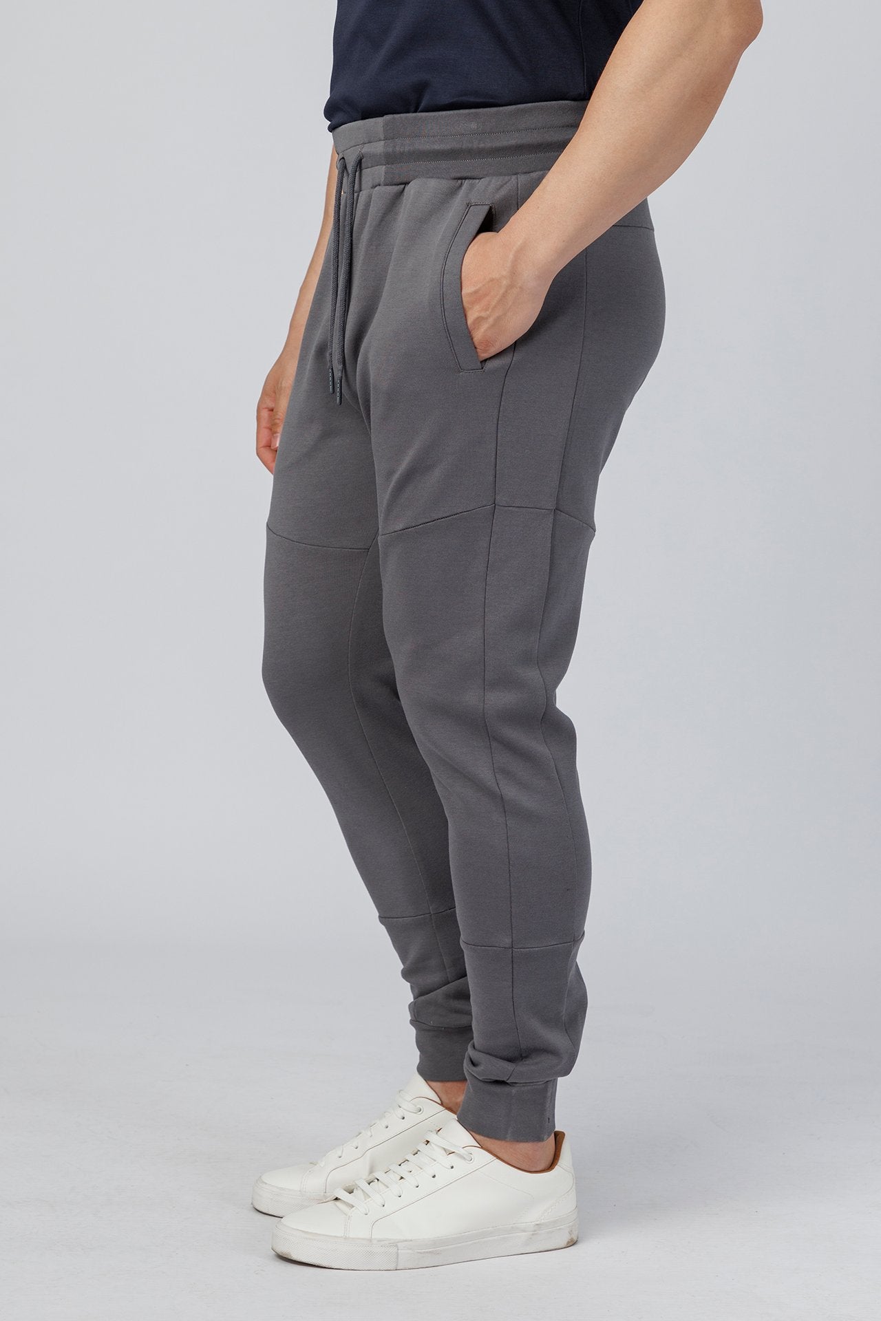 SPH0047 - Ultra Soft Cotton Blend Interlock Back Zip Pocket Joggers 29” - Mid Grey