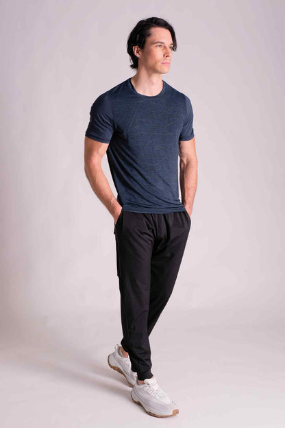 SPH0206 - Stretch Nylon Branded Elastic Running Joggers 31" - Black