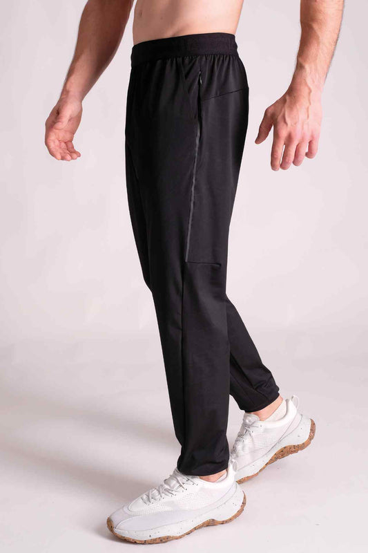 SPH0206 - Stretch Nylon Branded Elastic Running Joggers 31" - Black