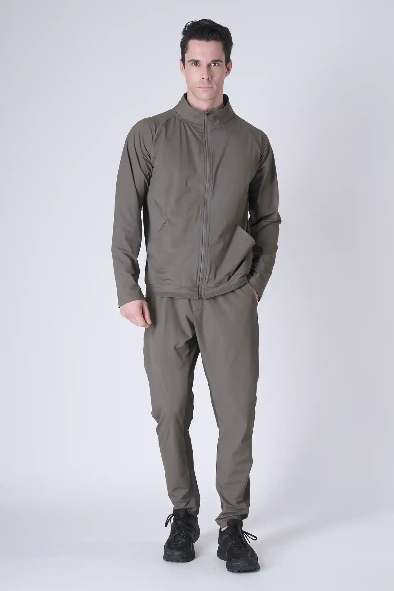 SPH0242 - Lightweight Stretch Nylon Workout Joggers 30" - Army