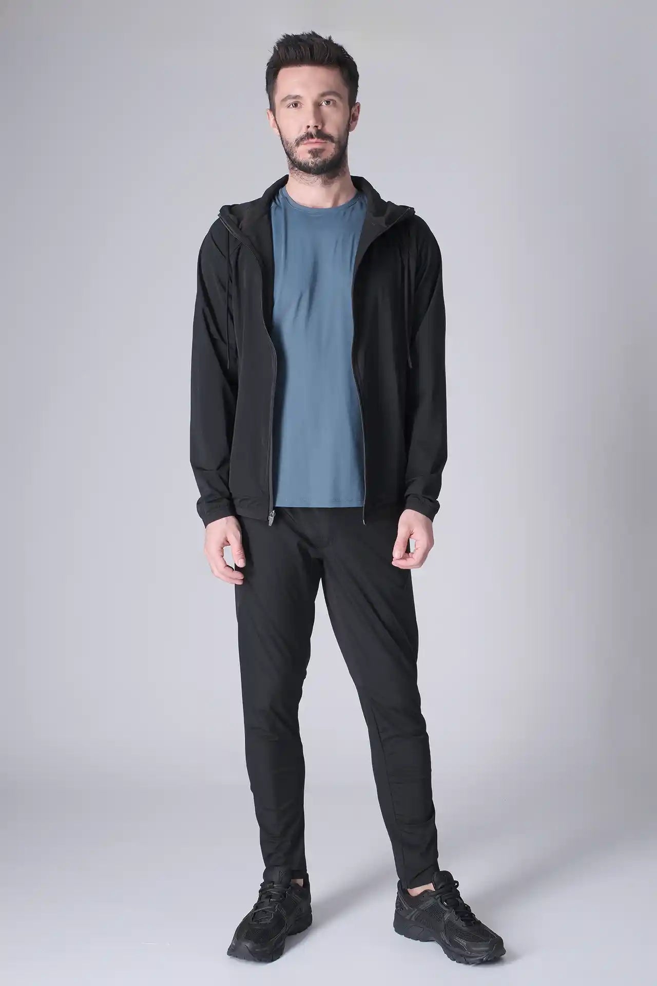 SPH0242 - Lightweight Stretch Nylon Workout Joggers 30" - Black