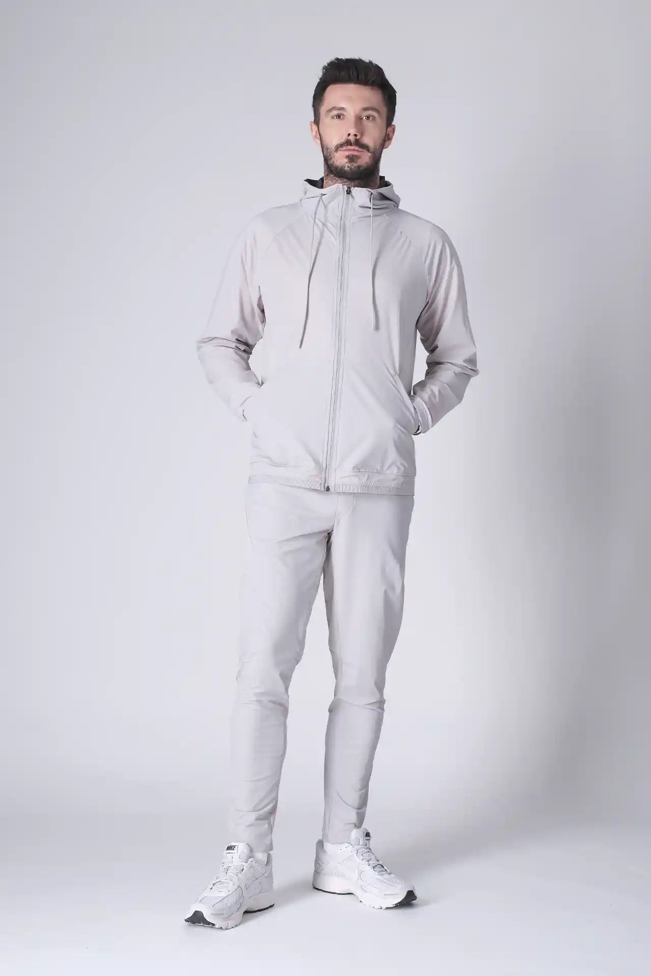 SPH0242 - Lightweight Stretch Nylon Workout Joggers 30" - Light Grey