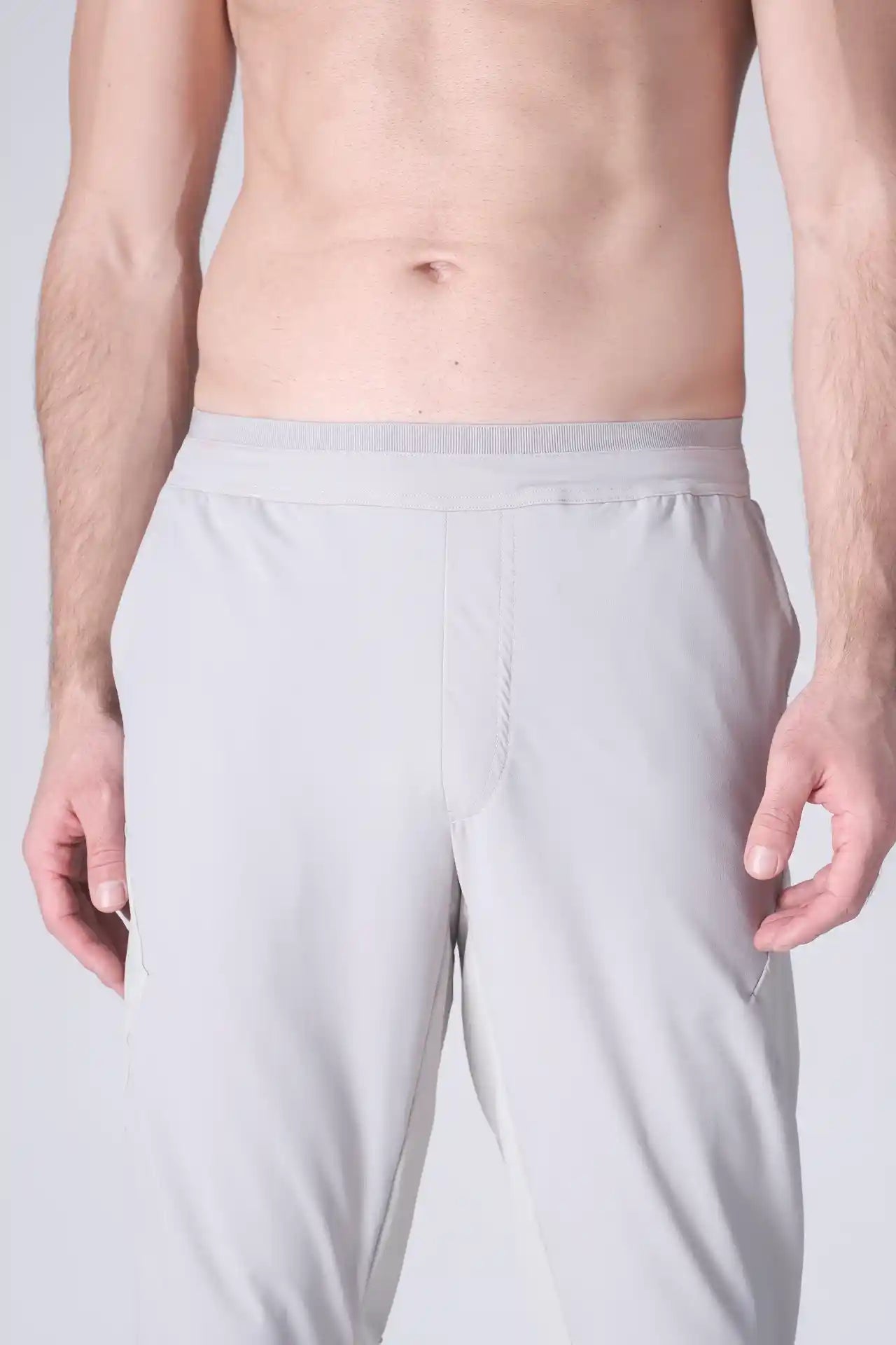 SPH0242 - Lightweight Stretch Nylon Workout Joggers 30" - Light Grey