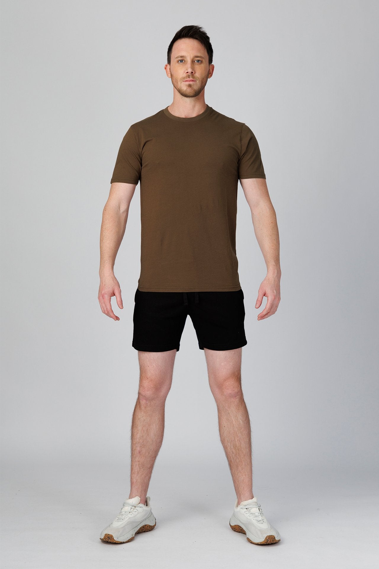 SPJ0001 - Classic Fit Crewneck Straight-Hem Essential Cotton Tee - Army