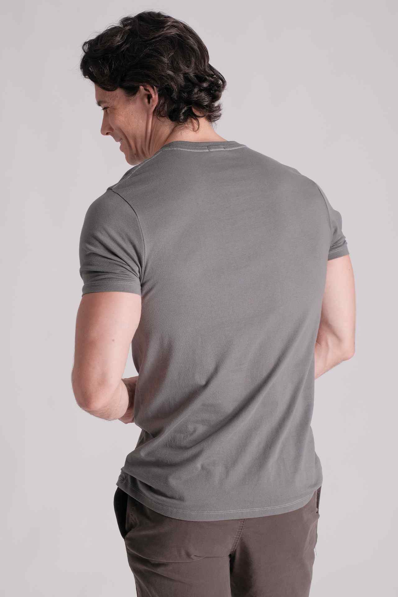 SPJ0001 - Classic Fit Crewneck Straight-Hem Essential Cotton Tee - Grey