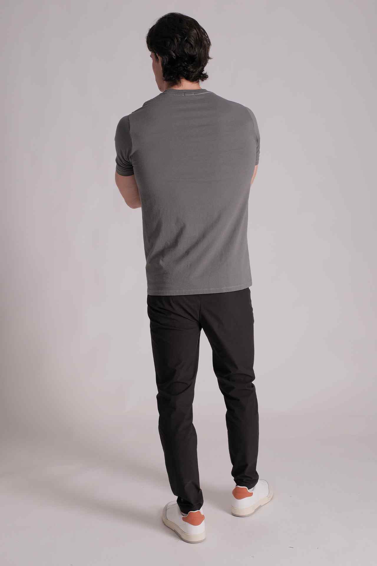 SPJ0001 - Classic Fit Crewneck Straight-Hem Essential Cotton Tee - Grey