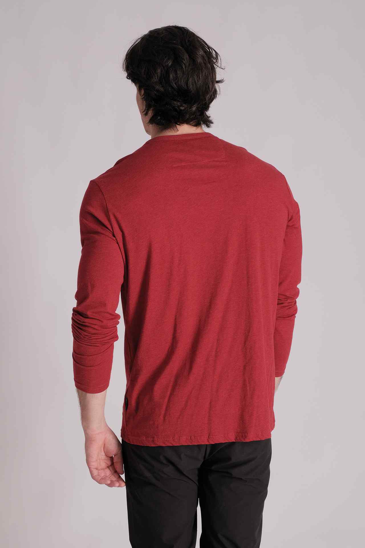 SPJ0137 - Essential US Supima Cotton Long Sleeve Henley - Heather Burgundy
