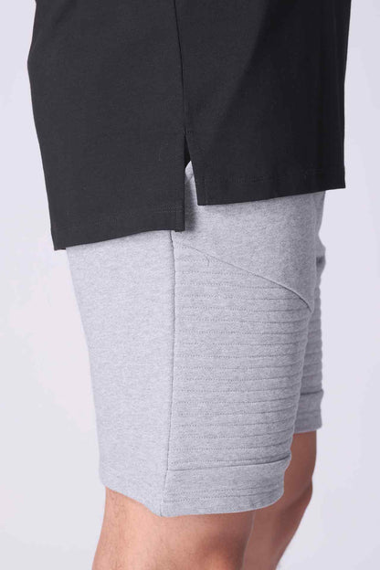 SPJ0143 - Essential Stretch Cotton Side Splits Short Sleeve Tee - Black