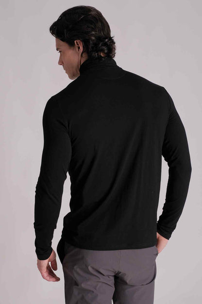 SPJ0217 - Essential Stretch Cotton Turtle Neck Long Sleeve Tee - Black