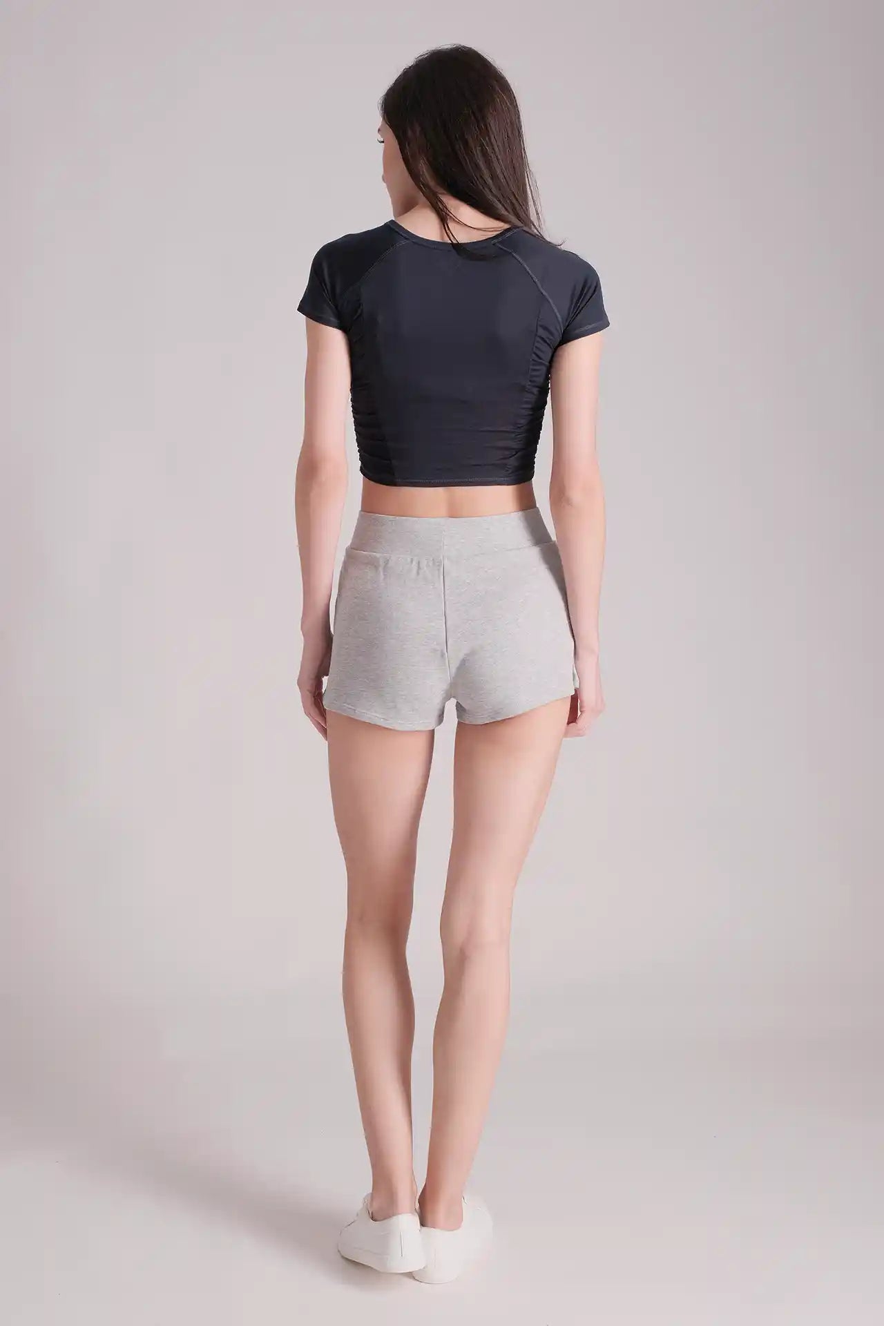 SPWJ0230 - Women's Ruched Side Crop Tee - Navy