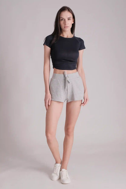 SPWJ0230 - Women's Ruched Side Crop Tee - Navy