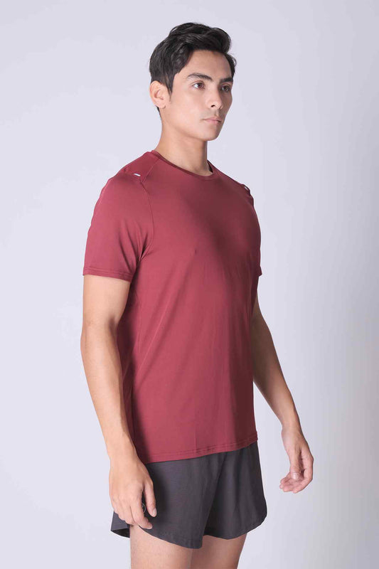 SPJ0254 - 4-Way Stretch Back Mesh Active Tee - Burgundy
