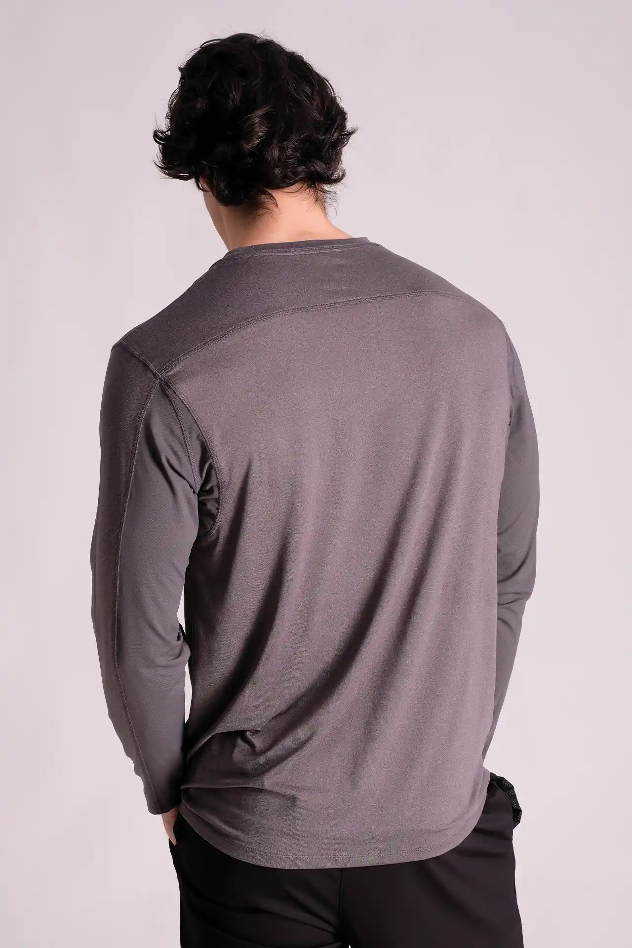 SPJ0270 - Quick-Dry Long Sleeve Workout Tee - Dark Grey