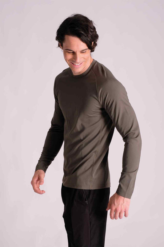 SPJ0271 - Raglan Long Sleeve Running Tee - Grey Melange
