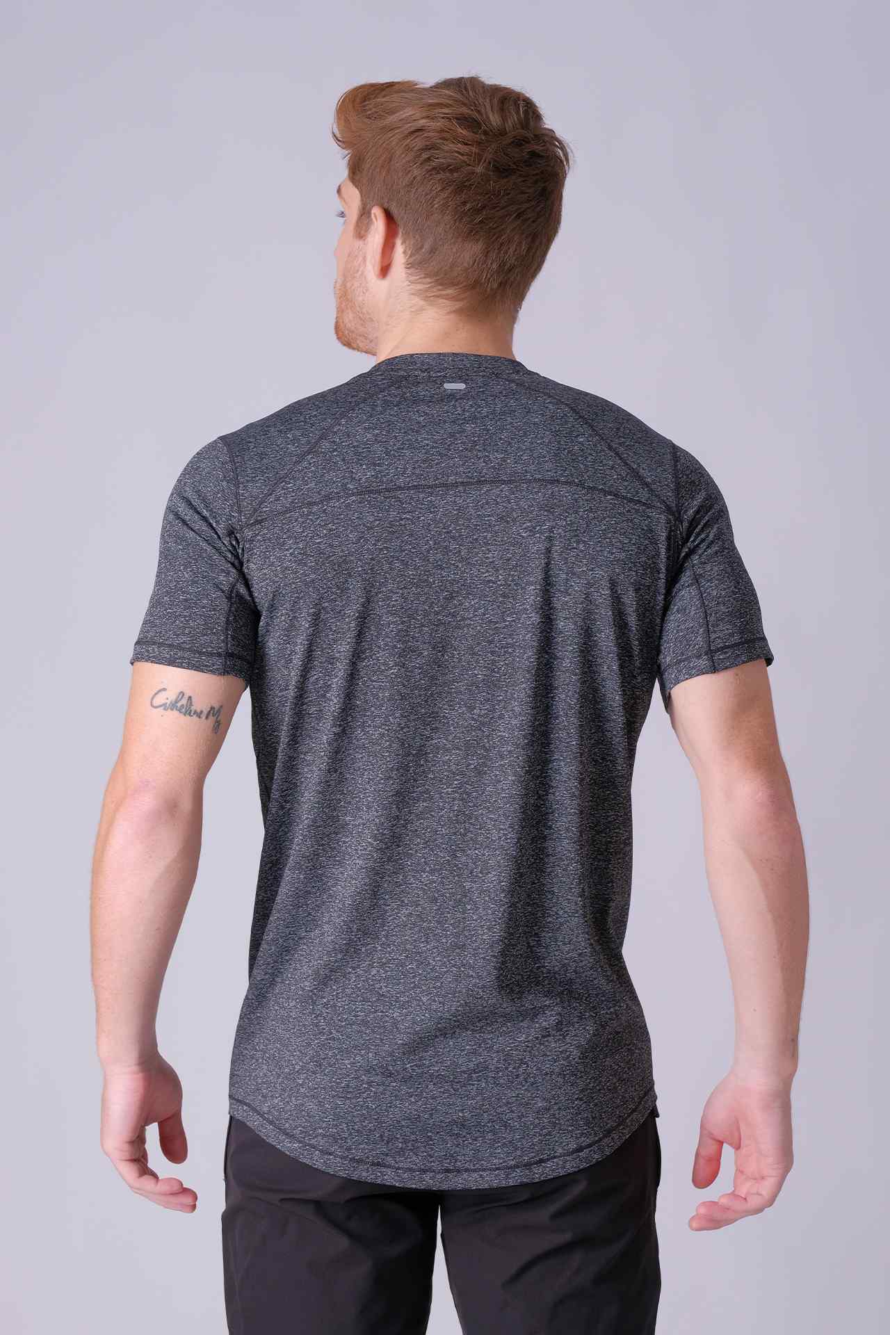 SPJ0283 - Quick-Dry Stretch Tech Seam Performance Tee - Heather Black