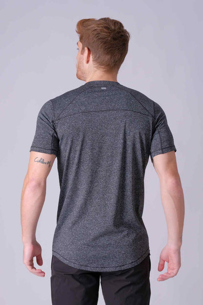 SPJ0283 - Quick-Dry Stretch Tech Seam Performance Tee - Heather Black